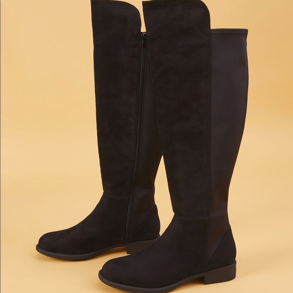 Faux Suede to the knee boot.